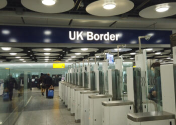 LONDON, UK - March 6th 2019: United Kingdom international border control checkpoint at heathrow airport